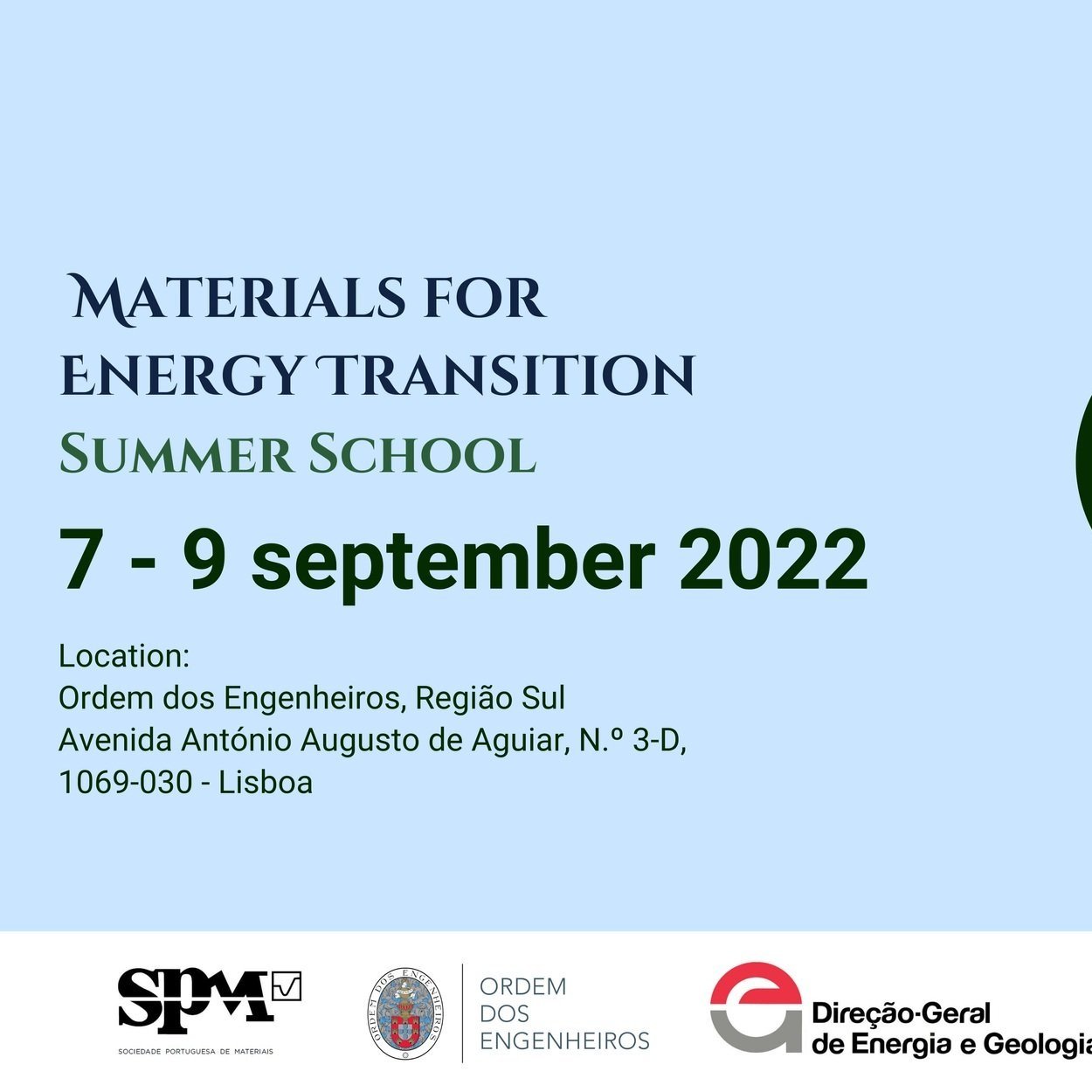 Summer School on Materials for Energy Transition between 7-9 of September 2022